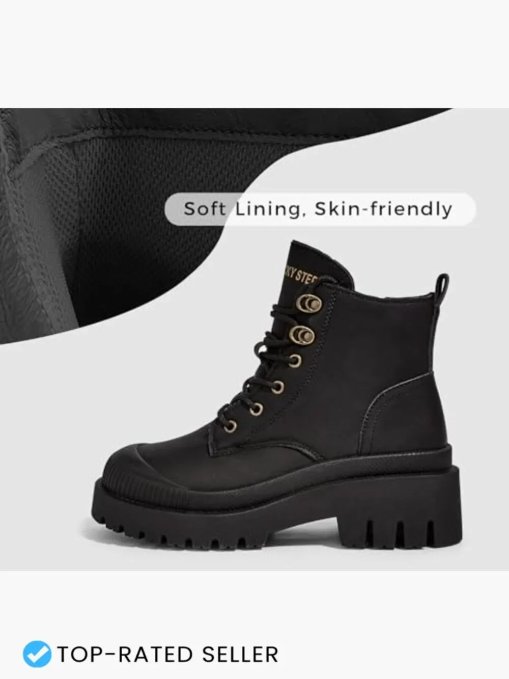 Platform Ankle Boots Chunky Wedge Lug Sole Fashion Combat Zipper Side Booties